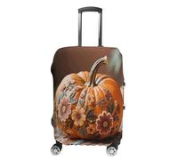 FodPand Luggage Cover for Suitcase 19-32 Inch Fall Pumpkin Ethic Boho Floral Travel Suitcase Protector Vibrant Anti-Scratch Washable Luggage Sleeve with Funny Design, white, Small, Fall Pumpkin Ethic