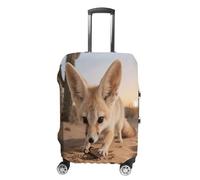 FodPand Luggage Cover for Suitcase 19-32 Inch Fennec Fox Digging Travel Suitcase Protector Vibrant Anti-Scratch Washable Luggage Sleeve with Funny Design, white, L, Fennec Fox Digging