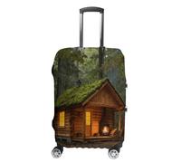 FodPand Luggage Cover for Suitcase 19-32 Inch Forest Cabin Fireplace Travel Suitcase Protector Vibrant Anti-Scratch Washable Luggage Sleeve with Funny Design, white, Small, Forest Cabin Fireplace