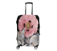 FodPand Luggage Cover for Suitcase 19-32 Inch Fox Flower on Black Background Travel Suitcase Protector Vibrant Anti-Scratch Washable Luggage Sleeve with Funny Design, white, M, Fox Flower on Black