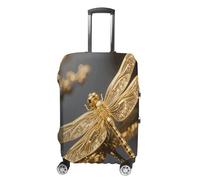 FodPand Luggage Cover for Suitcase 19-32 Inch Gold Exquisite Dragonfly Travel Suitcase Protector Vibrant Anti-Scratch Washable Luggage Sleeve with Funny Design, white, L, Gold Exquisite Dragonfly