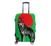 FodPand Luggage Cover for Suitcase 19-32 Inch Green Round Wolf Travel Suitcase Protector Vibrant Anti-Scratch Washable Luggage Sleeve with Funny Design, white, XL, Green Round Wolf
