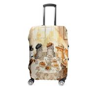 FodPand Luggage Cover for Suitcase 19-32 Inch Hatted Cats Tea Party Travel Suitcase Protector Vibrant Anti-Scratch Washable Luggage Sleeve with Funny Design, white, M, Hatted Cats Tea Party
