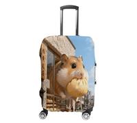 FodPand Luggage Cover for Suitcase 19-32 Inch Honey Hamster Bakery Run Travel Suitcase Protector Vibrant Anti-Scratch Washable Luggage Sleeve with Funny Design, white, M, Honey Hamster Bakery Run