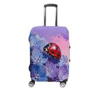 FodPand Luggage Cover for Suitcase 19-32 Inch Ladybug on Hydrangea Travel Suitcase Protector Vibrant Anti-Scratch Washable Luggage Sleeve with Funny Design, white, M, Ladybug on Hydrangea
