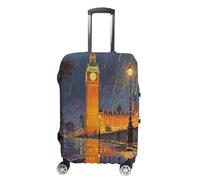 FodPand Luggage Cover for Suitcase 19-32 Inch London Big Ben Rainy Evening Travel Suitcase Protector Vibrant Anti-Scratch Washable Luggage Sleeve with Funny Design, white, M, London Big Ben Rainy