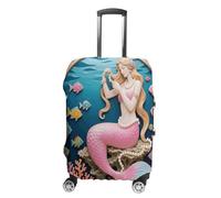 FodPand Luggage Cover for Suitcase 19-32 Inch Mermaid Coral Comb Travel Suitcase Protector Vibrant Anti-Scratch Washable Luggage Sleeve with Funny Design, white, M, Mermaid Coral Comb