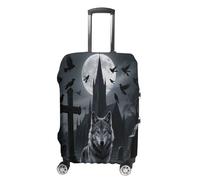 FodPand Luggage Cover for Suitcase 19-32 Inch Moonlit Wolf Travel Suitcase Protector Vibrant Anti-Scratch Washable Luggage Sleeve with Funny Design, white, M, Moonlit Wolf