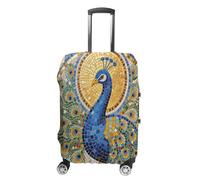 FodPand Luggage Cover for Suitcase 19-32 Inch Peacock Mosaic Art Travel Suitcase Protector Vibrant Anti-Scratch Washable Luggage Sleeve with Funny Design, white, M, Peacock Mosaic Art