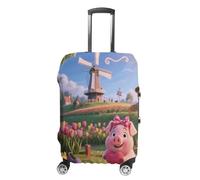 FodPand Luggage Cover for Suitcase 19-32 Inch Pig with Heart Pillow Travel Suitcase Protector Vibrant Anti-Scratch Washable Luggage Sleeve with Funny Design, white, Small, Pig With Heart Pillow