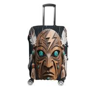 FodPand Luggage Cover for Suitcase 19-32 Inch Rain God Mask Travel Suitcase Protector Vibrant Anti-Scratch Washable Luggage Sleeve with Funny Design, white, Small, Rain God Mask