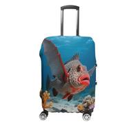 FodPand Luggage Cover for Suitcase 19-32 Inch Red-lipped Batfish Travel Suitcase Protector Vibrant Anti-Scratch Washable Luggage Sleeve with Funny Design, white, M, Red-lipped Batfish