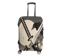 FodPand Luggage Cover for Suitcase 19-32 Inch Samurai Sword Draw Travel Suitcase Protector Vibrant Anti-Scratch Washable Luggage Sleeve with Funny Design, white, L, Samurai Sword Draw