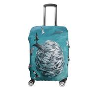 FodPand Luggage Cover for Suitcase 19-32 Inch Sardine Bait Ball Travel Suitcase Protector Vibrant Anti-Scratch Washable Luggage Sleeve with Funny Design, white, XL, Sardine Bait Ball