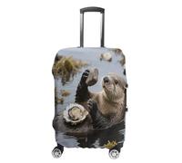 FodPand Luggage Cover for Suitcase 19-32 Inch Sea Otter Tool Using Travel Suitcase Protector Vibrant Anti-Scratch Washable Luggage Sleeve with Funny Design, white, M, Sea Otter Tool Using