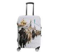 FodPand Luggage Cover for Suitcase 19-32 Inch Snow Mountain Caravan Travel Suitcase Protector Vibrant Anti-Scratch Washable Luggage Sleeve with Funny Design, white, Small, Snow Mountain Caravan