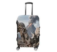 FodPand Luggage Cover for Suitcase 19-32 Inch Tyrannosaurus Rex Predation Travel Suitcase Protector Vibrant Anti-Scratch Washable Luggage Sleeve with Funny Design, white, Small, Tyrannosaurus Rex