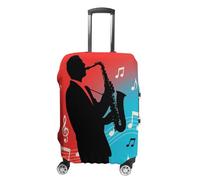 FodPand Luggage Cover for Suitcase 19-32 Inch Vintage Jazz Poster Travel Suitcase Protector Vibrant Anti-Scratch Washable Luggage Sleeve with Funny Design, white, Small, Vintage Jazz Poster
