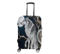 FodPand Luggage Cover for Suitcase 19-32 Inch Werewolf Moon Stand Travel Suitcase Protector Vibrant Anti-Scratch Washable Luggage Sleeve with Funny Design, white, L, Werewolf Moon Stand