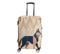FodPand Luggage Cover for Suitcase 19-32 Inch Wolf Retro Art Travel Suitcase Protector Vibrant Anti-Scratch Washable Luggage Sleeve with Funny Design, white, L, Wolf Retro Art