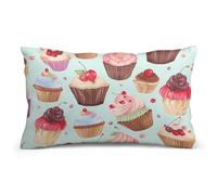 FodPand Lumbar Pillow Cover - Cupcake Pattern Double-Sided Printed Plush Cushion Case with Hidden Zipper, Decorative Throw Pillow Cover for Couch Bedroom Living Room Outdoor Use 8"x12"
