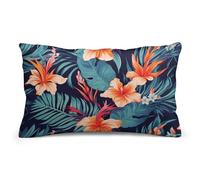 FodPand Lumbar Pillow Cover - Hawaii Tropical Flower Double-Sided Printed Plush Cushion Case with Hidden Zipper, Decorative Throw Pillow Cover for Couch Bedroom Living Room Outdoor Use 8"x12"