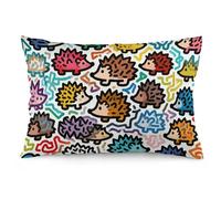 FodPand Lumbar Pillow Cover - Little Hedgehog Graffiti Double-Sided Printed Plush Cushion Case with Hidden Zipper, Decorative Throw Pillow Cover for Couch Bedroom Living Room Outdoor Use 12 "x20
