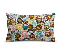 FodPand Lumbar Pillow Cover - Little Lion Doodle Double-Sided Printed Plush Cushion Case with Hidden Zipper, Decorative Throw Pillow Cover for Couch Bedroom Living Room Outdoor Use 8"x12"