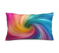 FodPand Lumbar Pillow Cover - Rainbow Colored Swirl Double-Sided Printed Plush Cushion Case with Hidden Zipper, Decorative Throw Pillow Cover for Couch Bedroom Living Room Outdoor Use 8"x12"