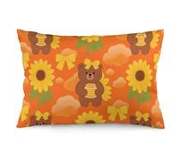 FodPand Lumbar Pillow Cover - Sunset Bear Sunflower Double-Sided Printed Plush Cushion Case with Hidden Zipper, Decorative Throw Pillow Cover for Couch Bedroom Living Room Outdoor Use 12 "x20