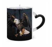 FodPand Magic 3D Bald Eagle Color Changing Mug 11 Oz Black Ceramic Heat Sensitive Coffee Cup Temperature Activated Mug for Hot Cocoa Tea Drinks Funny Novelty Gift for Coffee Lovers Men Women