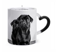 FodPand Magic Black Pug Dog Color Changing Mug 11 Oz Black Ceramic Heat Sensitive Coffee Cup Temperature Activated Mug for Hot Cocoa Tea Drinks Funny Novelty Gift for Coffee Lovers Men Women