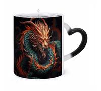 FodPand Magic Chinese Dragon Color Changing Mug 11 Oz Black Ceramic Heat Sensitive Coffee Cup Temperature Activated Mug for Hot Cocoa Tea Drinks Funny Novelty Gift for Coffee Lovers Men Women