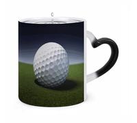 FodPand Magic Golf Ball Color Changing Mug 11 Oz Black Ceramic Heat Sensitive Coffee Cup Temperature Activated Mug for Hot Cocoa Tea Drinks Funny Novelty Gift for Coffee Lovers Men Women