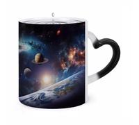 FodPand Magic Universe Galaxy Color Changing Mug 11 Oz Black Ceramic Heat Sensitive Coffee Cup Temperature Activated Mug for Hot Cocoa Tea Drinks Funny Novelty Gift for Coffee Lovers Men Women