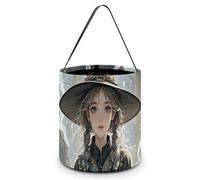 FodPand Magic Witch Witchcraft Bohemian Halloween Trick Or Treat Bucket, Reusable Goodie Candy Basket, Snack Bag Large Gift Tote Bags with Handles for Gifts Wrapping Party Favors Supplies