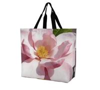 FodPand Magnolia Reusable Grocery Bag with Pockets And Handle Lightweight Durable Shopping Bags Large Size Bag for Groceries Travel And Everyday Use 15.7x15.7x6.3 in