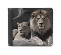 FODPAND Male And Female Lions Leather Wallet Extra Capacity Bifold Wallet Slim Minimalist Front Pocket Wallets Credit Card Holder