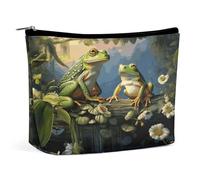 FodPand Many Frogs Sing on The Branches Summer Butterflies Lake Water Makeup Bag Portable Travel Makeup Pouch Cosmetic Bags Zipper Bag Small Toiletry Pouch For Women