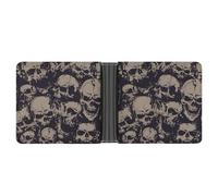 FodPand Many Skulls Get Together Wallet Slim Minimalist Men Wallet Durable Portable Bifold Purse PU Passcase