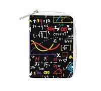 FodPand Mathematics And Physics Credit Card Holder Compact Leather Card Wallet Zipper Portable Id Purse 20 Cards Slots