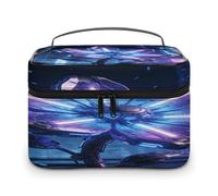 FodPand Mechanical Flowering Period Makeup Bag with Makeup Brush Compartment Cosmetic Bag with Handle And Zipper Portable Organizer Bag for Daily, Camping, Traveling, Hotel