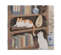 FodPand Memory Foam Seat Cushion for Chairs 13.8 X 15 Inches, Removable Cover Square Chair Pad with Zipper, Cat on The Shelf Chair Cushion for Office, Car, Home & Outdoor