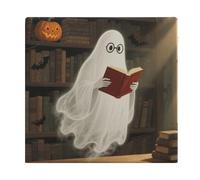 FodPand Memory Foam Seat Cushion for Chairs 13.8 X 15 Inches, Removable Cover Square Chair Pad with Zipper, Halloween Spooky Ghost Reading Books Chair Cushion for Office, Car, Home & Outdoor