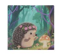 FodPand Memory Foam Seat Cushion for Chairs 13.8 X 15 Inches, Removable Cover Square Chair Pad with Zipper, Lovely Hedgehog Chair Cushion for Office, Car, Home & Outdoor