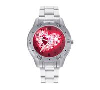 FodPand Men's Stainless Steel Three Hand Watch 40mm Case Business Dress | Love Heart, Big Face, Alloy Case, Scratch-Resistant Glass, Adjustable Bracelet, Deployment Clasp, Luminous Hands