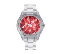 FodPand Men's Stainless Steel Three Hand Watch 40mm Case Business Dress | Love Heart, Big Face, Alloy Case, Scratch-Resistant Glass, Adjustable Bracelet, Deployment Clasp, Luminous Hands