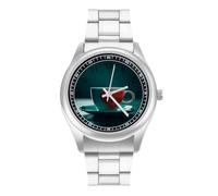 FodPand Men's Stainless Steel Three Hand Watch 40mm Case Business Dress | Love Heart on Cup, Big Face, Alloy Case, Scratch-Resistant Glass, Adjustable Bracelet, Deployment Clasp, Luminous Hands