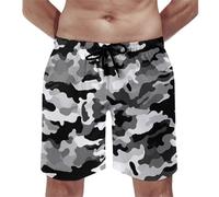 FodPand Men's Swim Trunks with Mesh Lining & Pockets Black Grey White Camo Swim Short Board Short Beach Shorts, Style, X-Large