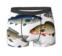 FodPand Mens Underwear Different Fish Boxer Briefs Moisture-Wicking Breathable Stretch Boxer Trunks for Men,Tag-Free, Black, M